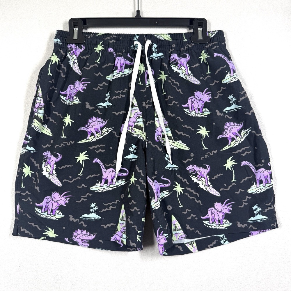 Chubbies Swim Trunks Mens Medium 7" Inseam Dinosaur Surf Print Shorts Mesh Lined
